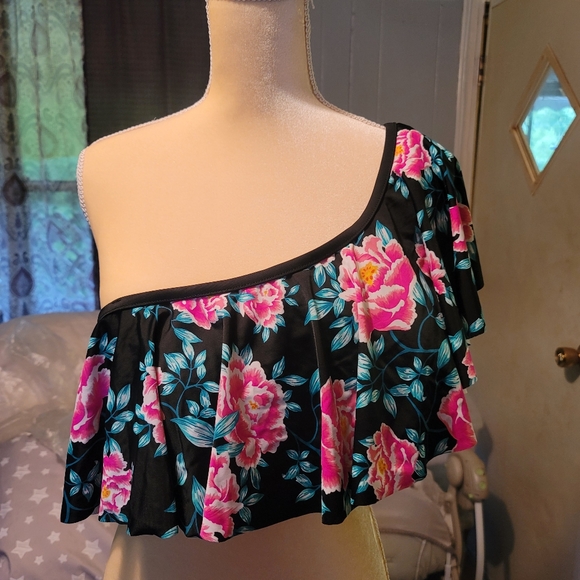 One shoulder floral swim top ♡ - Picture 1 of 4
